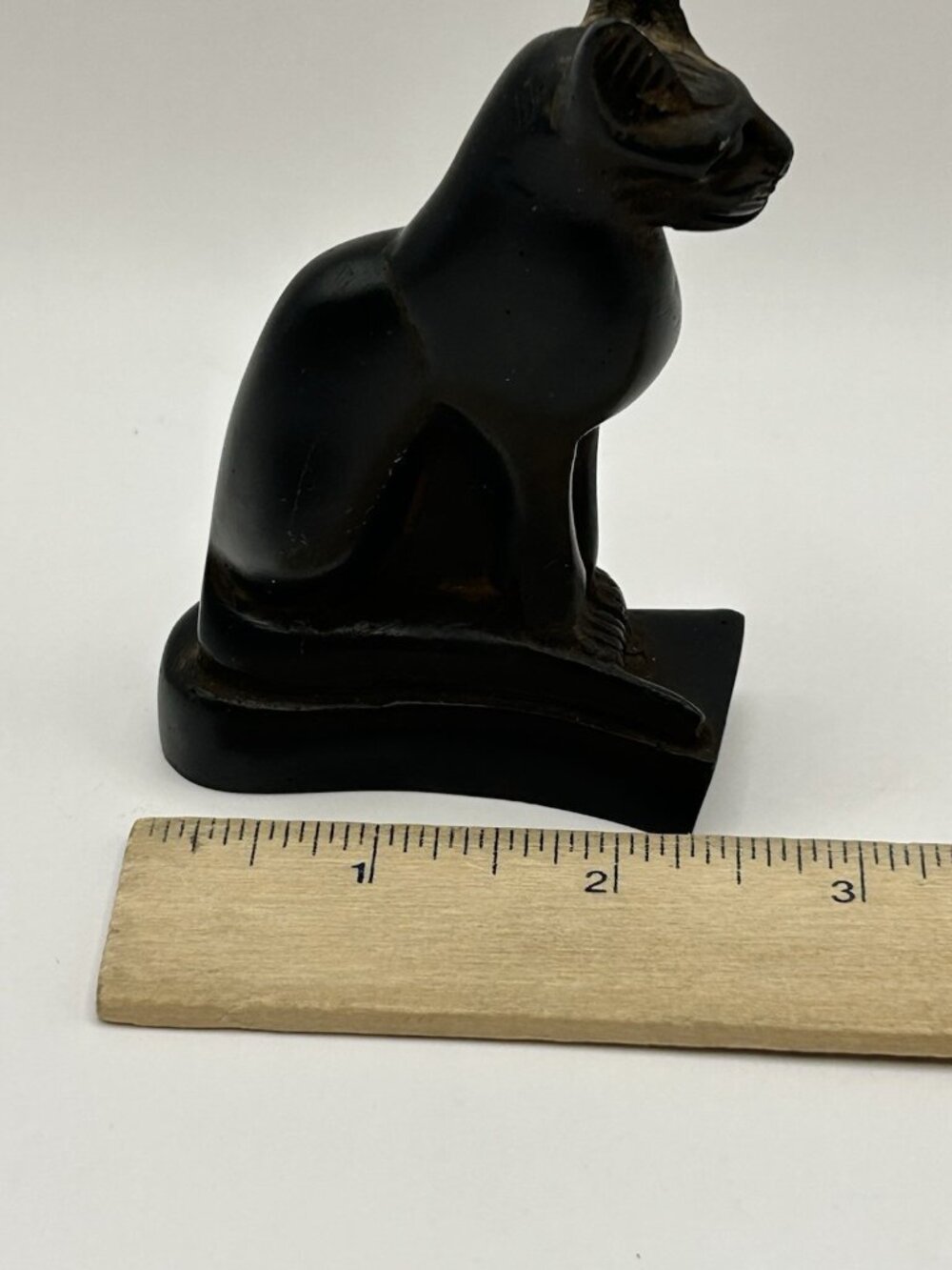 Vintage Egyptian Bastet Cat Figurine Black Carved Resin Statue 4” Retro Witchy - Picture 16 of 16